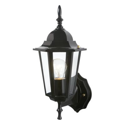 Pack of two Black Outdoor Up Lantern Wall Light