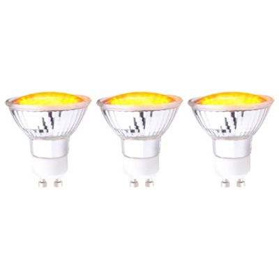 Pack of three GU10 Yellow 1.8w LED Light Bulbs