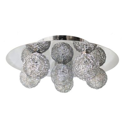 Litecraft Polished Chrome 6 Light Wire Ball Ceiling Light