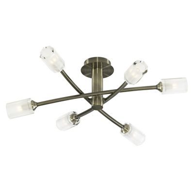 Litecraft Octi Antique Brass 6 Light Ceiling Light