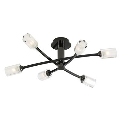 Litecraft Octi Black Chrome 6 Light Ceiling Light