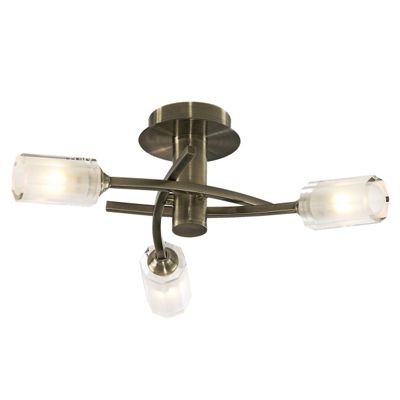 Octi Antique Brass 3 Light Ceiling Light