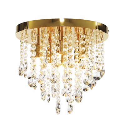 Litecraft Montego Gold 6 Light Crystal Ceiling Light