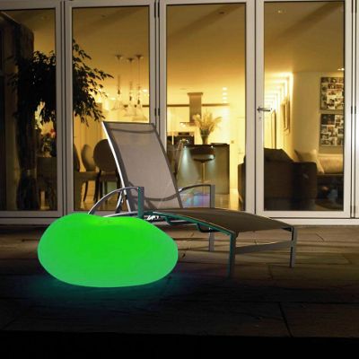 Green CFL Illuminated Decorative Pebble Light