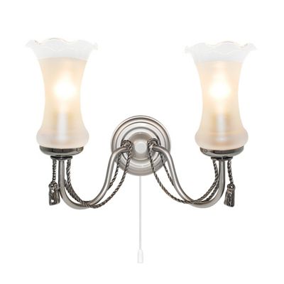 Litecraft Regency Satin Chrome and Pewter Wall Light