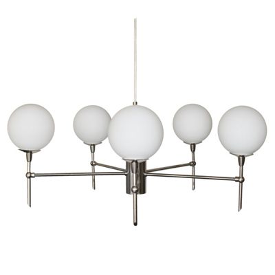 Litecraft Atom Satin Silver 5 Light Ceiling Light