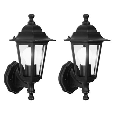 Litecraft Pack of 2 Caymen Black Outdoor Wall Lanterns