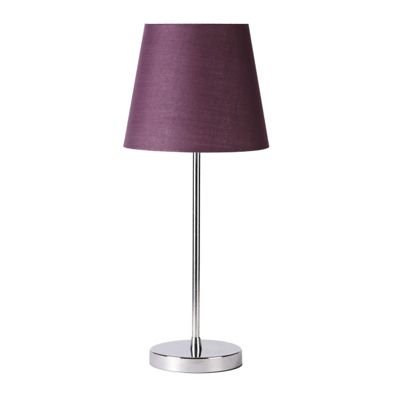 Pack of 2 Chrome Table Lamps with Plum Shades