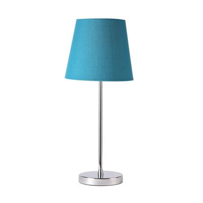 Litecraft Pack of 2 Chrome Table Lamps with Teal Shades