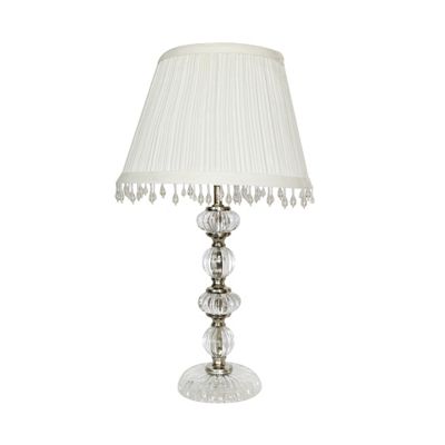 Litecraft Chrome Cut Glass Table Lamp with Cream Shade