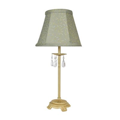 Litecraft Marriot Cream Table Lamp with Green Shade