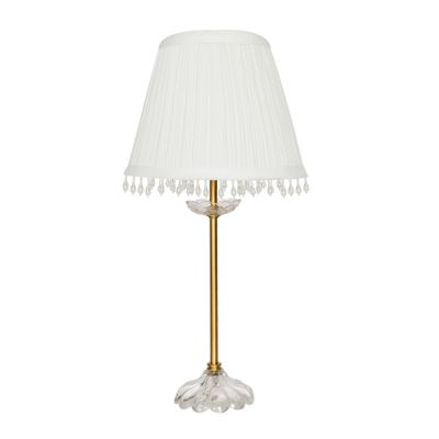 Litecraft Brass clear Glass Table Lamp with Pleated Cream
