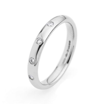 Ladies 3mm, 0.13ct diamond set platinum wedding ring