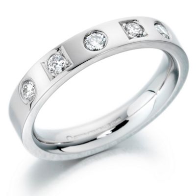 Mens 4mm, diamond set platinum wedding ring.