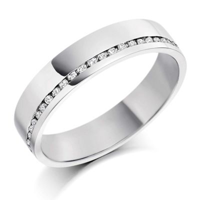 Mens 5mm,0.26ct diamond set platinum wedding ring.