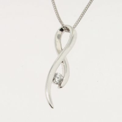 9ct White gold loop shape pendant set with a