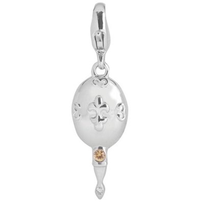 Silver and yellow sapphire,diamond set mirror charm