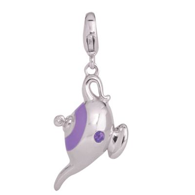 Silver and amethyst,diamond set lamp charm