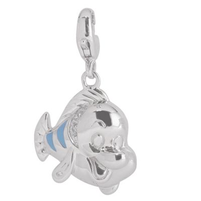 Silver and topaz,diamond set fish charm