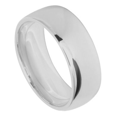 Swesky Mens 8mm 9ct white gold court ring