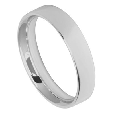 Mens 5mm 9ct white gold flat court ring
