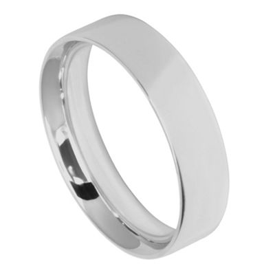 Mens 6mm 9ct white gold flat court ring