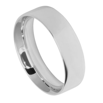 Swesky Mens 7mm 9ct white gold flat court ring