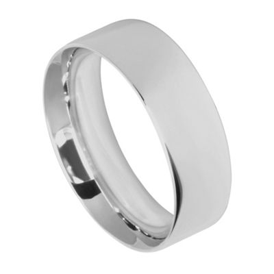 Mens 8mm 9ct white gold flat court ring