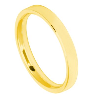 Ladies 3mm 9ct yellow gold flat court ring
