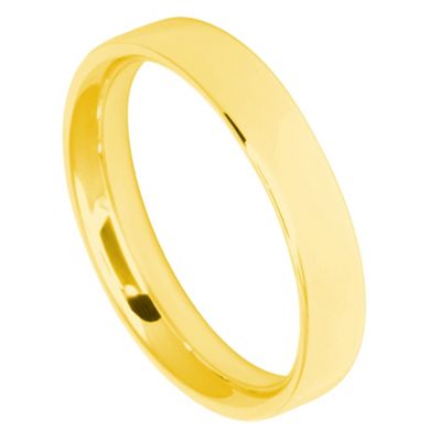 Ladies 4mm 9ct yellow gold flat court ring