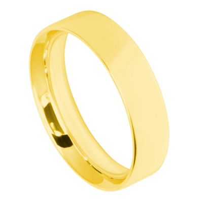 Mens 6mm 9ct yellow gold flat court ring