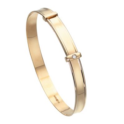 Girls 9ct yellow gold diamond set bangle