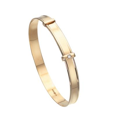 Boys 9ct yellow gold diamond set bangle