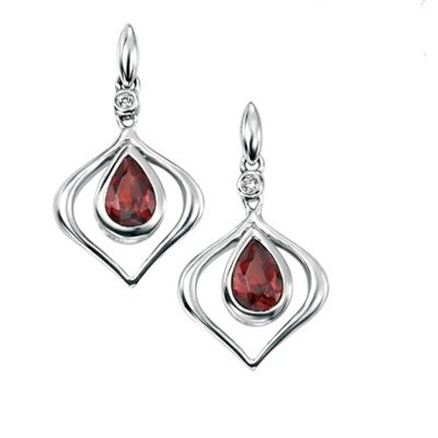 Swesky Ladies 9ct gold garnet and diamond earrings