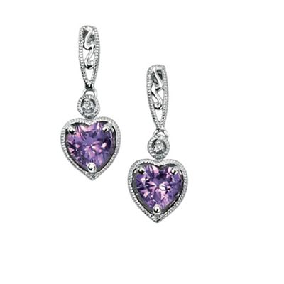 Swesky Ladies 9ct gold amethyst and diamond earrings