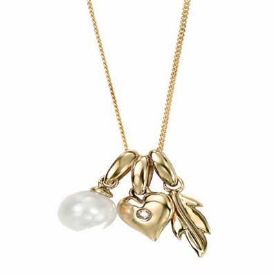 Ladies 9ct gold, diamond and pearl, pendant and