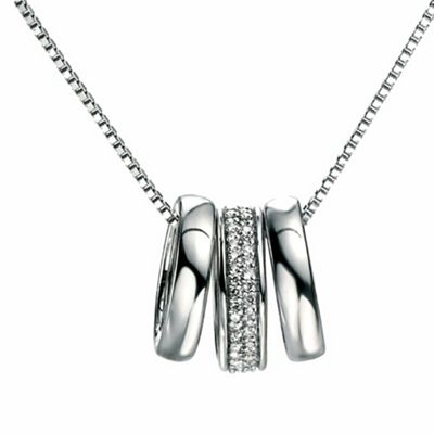 Swesky Ladies 9ct gold mini rings diamond pendant and