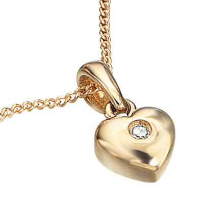 Girls 9ct yellow gold, diamond set heart necklace