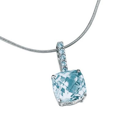 Ladies 9ct gold blue topaz, pendant and necklace