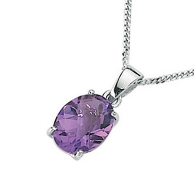 Swesky Ladies 9ct white gold and amethyst pendant and