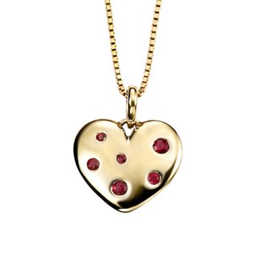 Ladies 9ct yellow gold and ruby pendant and