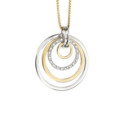 Ladies 9ct gold diamond pendant and necklace