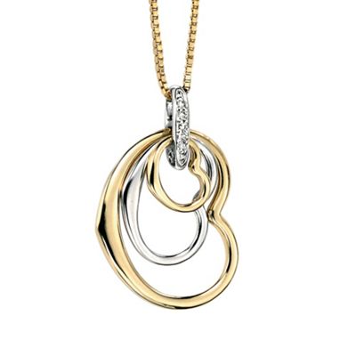 Ladies 9ct gold 0.02ct diamond pendant and