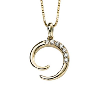 Swesky Ladies 9ct gold swirl 0.10ct diamond pendant and