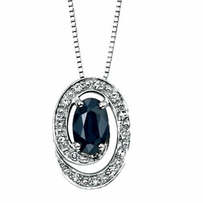 Ladies 9ct gold sapphire/diamond pendant and