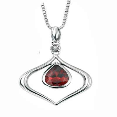 Ladies 9ct gold diamond/garnet pendant and