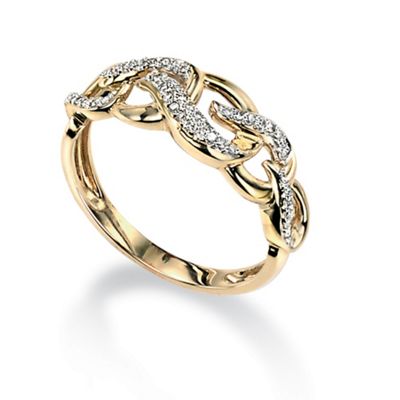Swesky Ladies 9ct yellow gold fancy diamond ring