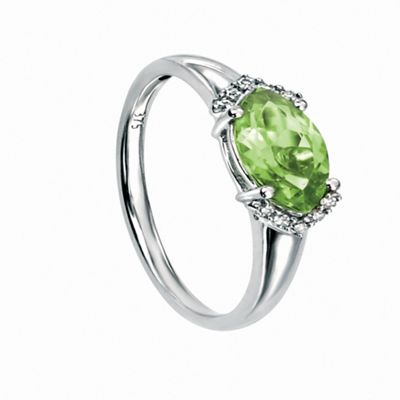 Ladies 9ct gold ring with peridot and diamond