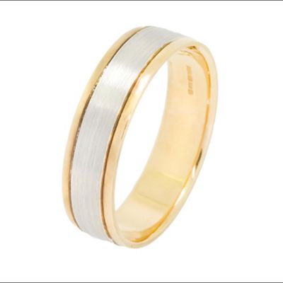 Gents luxury handcrafted 6mm 9ct 2 colour wedding band
