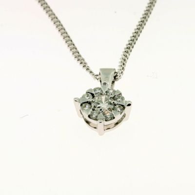 Ladies 9ct white gold,0.07ct diamond set pendant